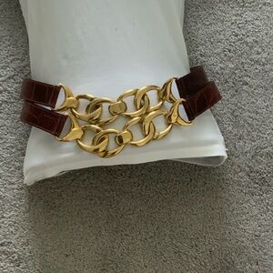 Gold and Brown Chain Belt